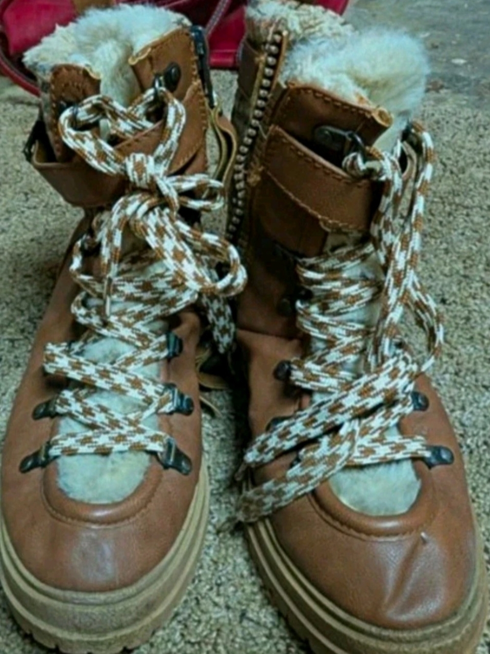 Circus by Sam Edelman Brown Faux-Shearling Lace-Up Kids Boots